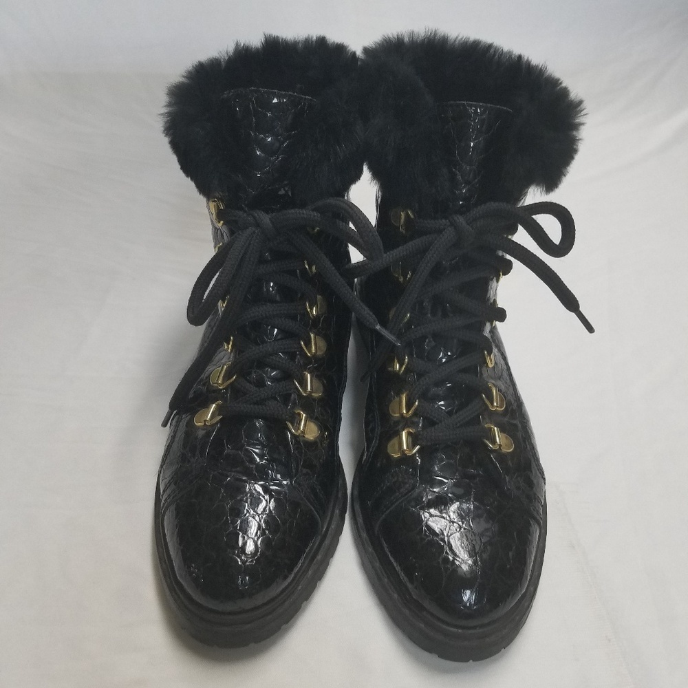 Collezione Italian Marco Black Patent Ankle Boots